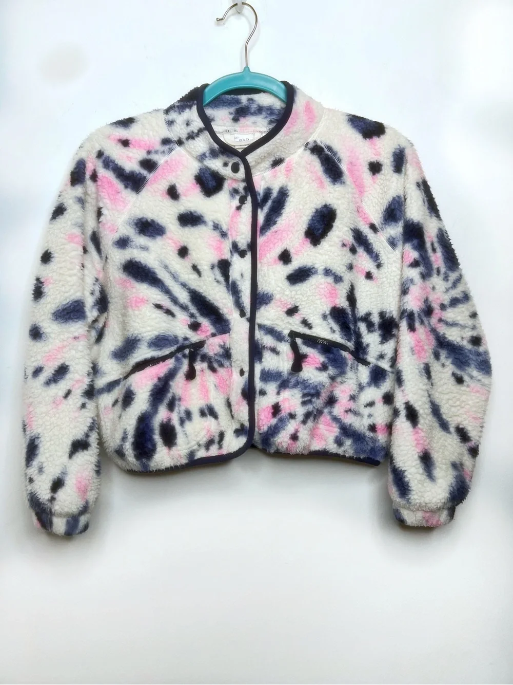 GAP Kids Sherpa Relaxed Front Snap Tie Dye Jacket Size XL | 12